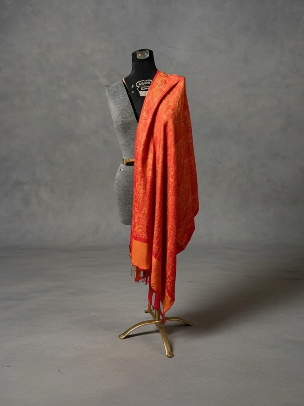 Y2K Vintage Pashmina Silk Shawl Wrap Reversible Two-Tone Orange Red NWOT 72x28